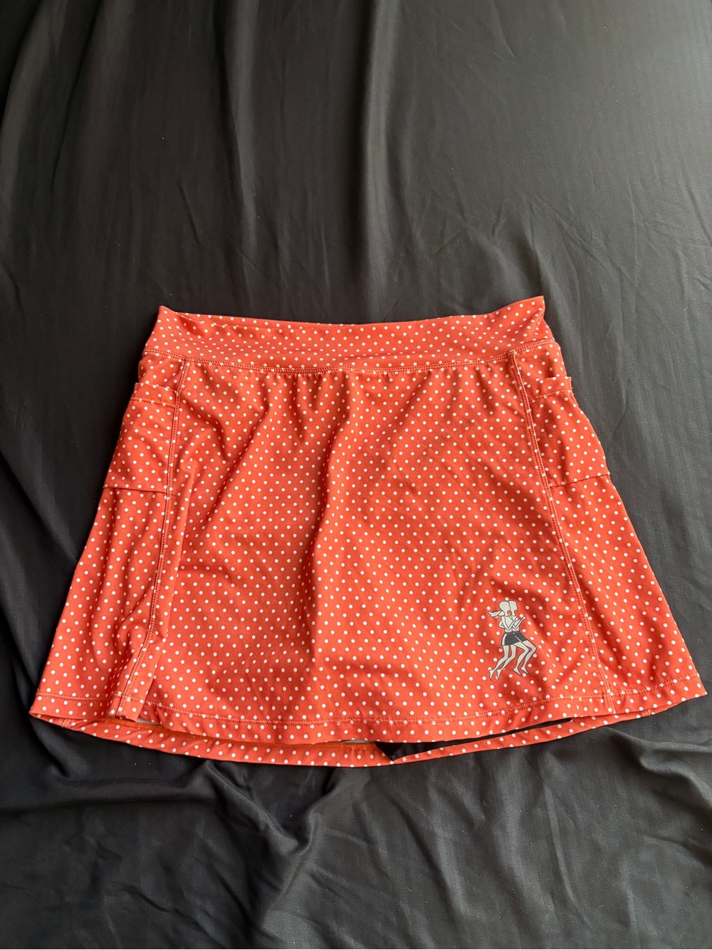 Polka Dot Orange Active Skort with Side Pockets